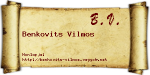 Benkovits Vilmos névjegykártya